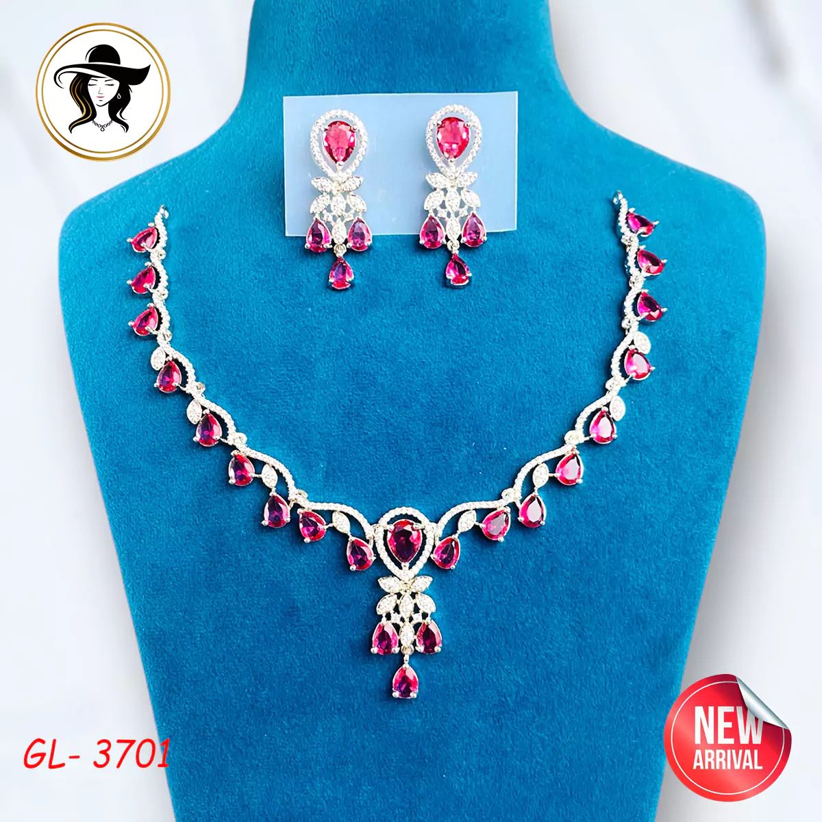 Original Diamond Cut AD Stone Necklace Set - Image 6