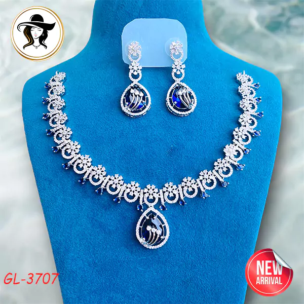 Original Diamond Cut AD Stone Necklace Set - Image 2