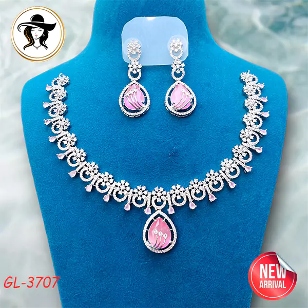 Original Diamond Cut AD Stone Necklace Set - Image 3