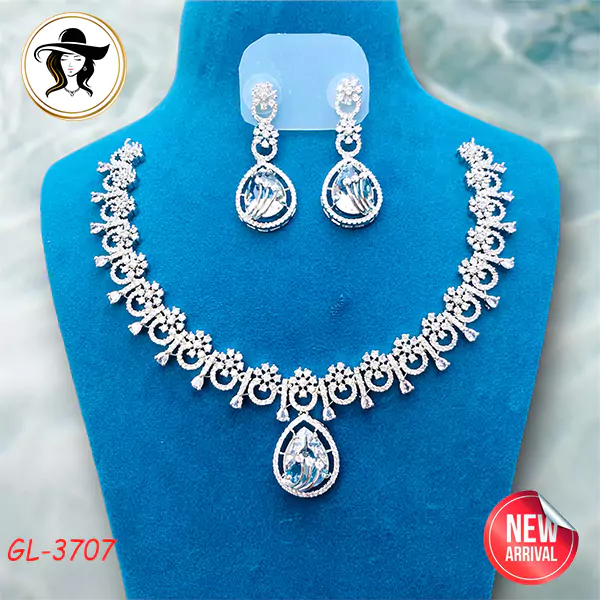 Original Diamond Cut AD Stone Necklace Set - Image 5