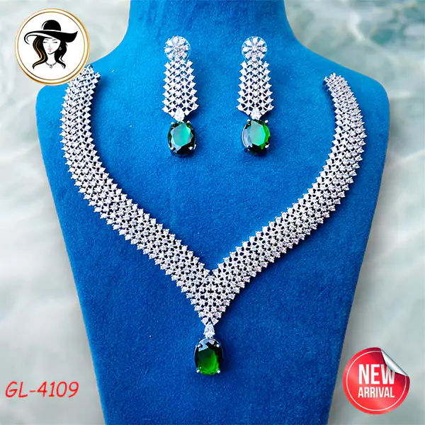 Original Diamond Cut AD Stone Necklace Set - Image 6