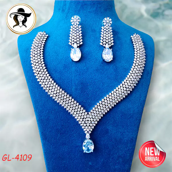 Original Diamond Cut AD Stone Necklace Set - Image 4