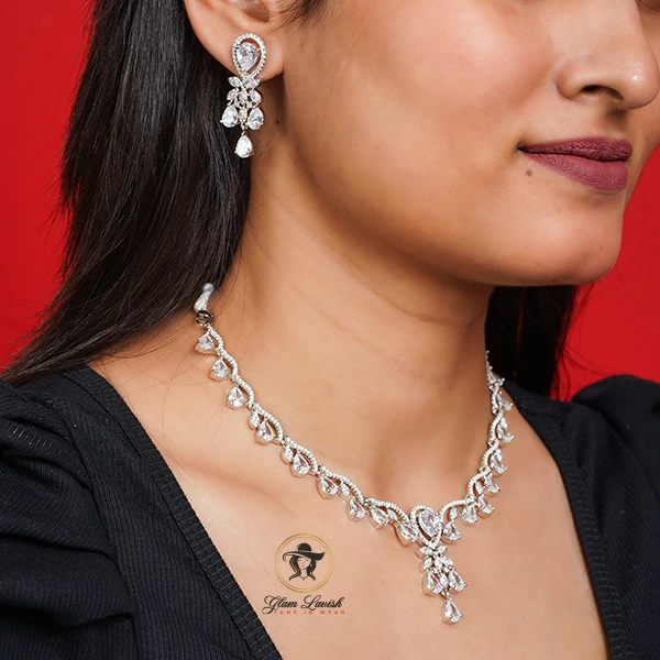 Original Diamond Cut AD Stone Necklace Set - Image 2