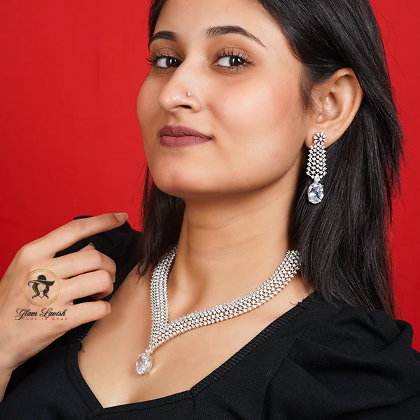 Original Diamond Cut AD Stone Necklace Set - Image 2