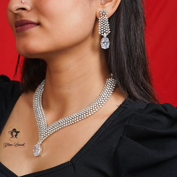 Original Diamond Cut AD Stone Necklace Set - Image 3
