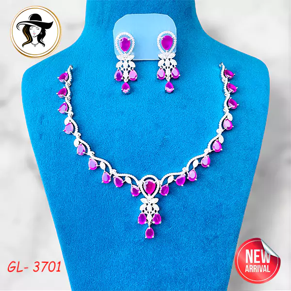 Original Diamond Cut AD Stone Necklace Set - Image 10