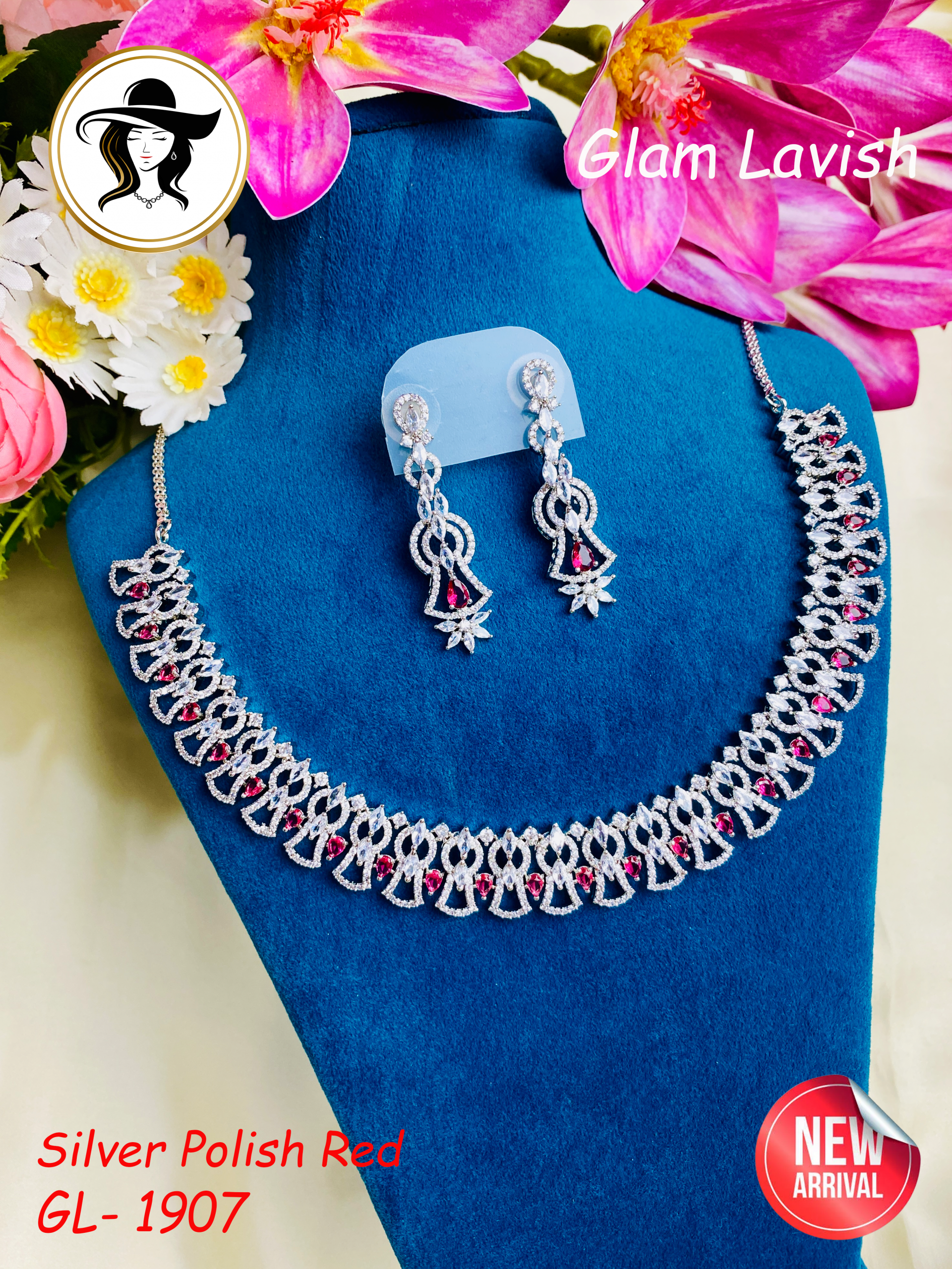 Original Diamond Cut AD Stone Necklace Set