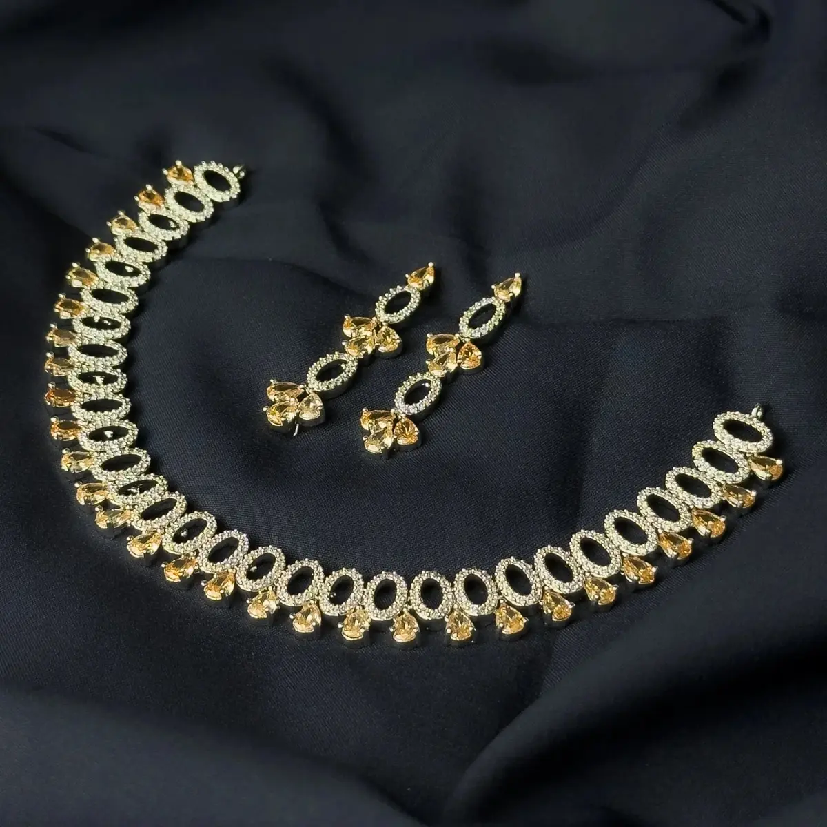 1904 (1) 1904 - AD Stone Necklace Set - Image 1