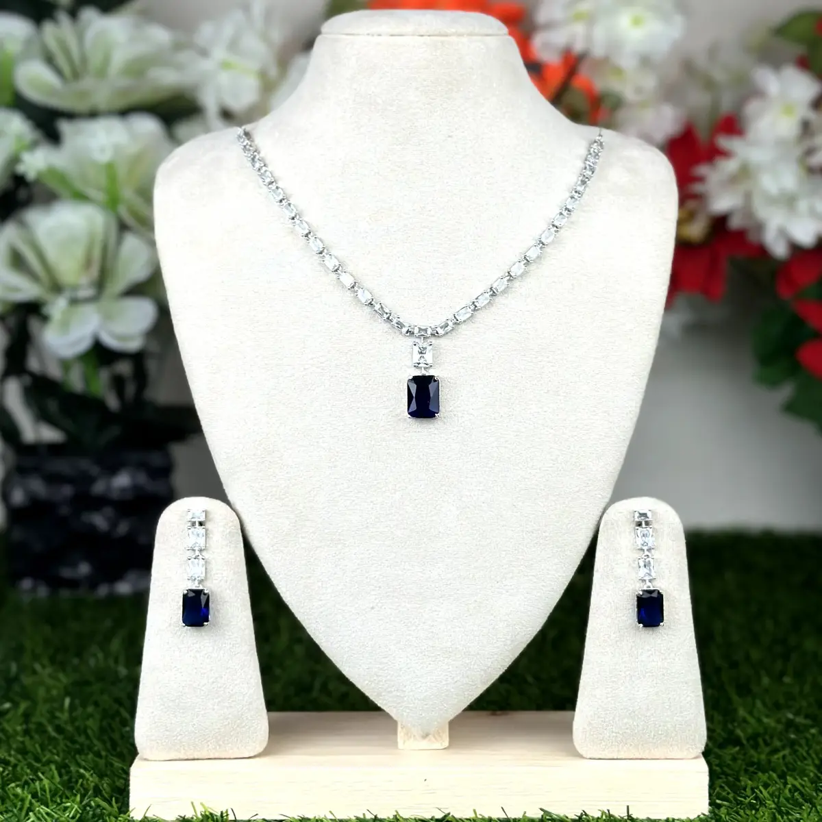 2407 (1) 2407 - AD Stone Necklace Set - Image 1