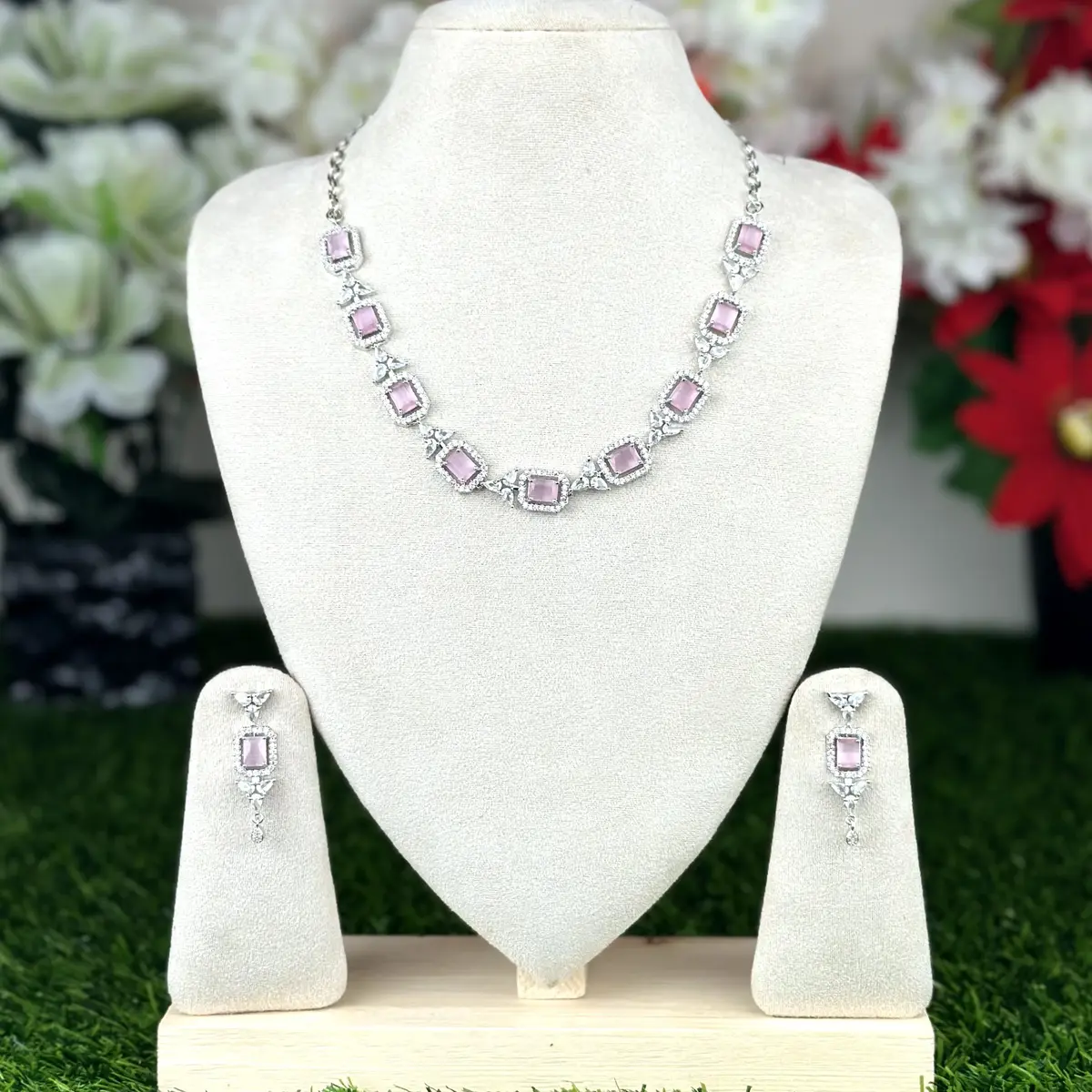 2810 (1) 2810 - AD Stone Necklace Set - Image 1