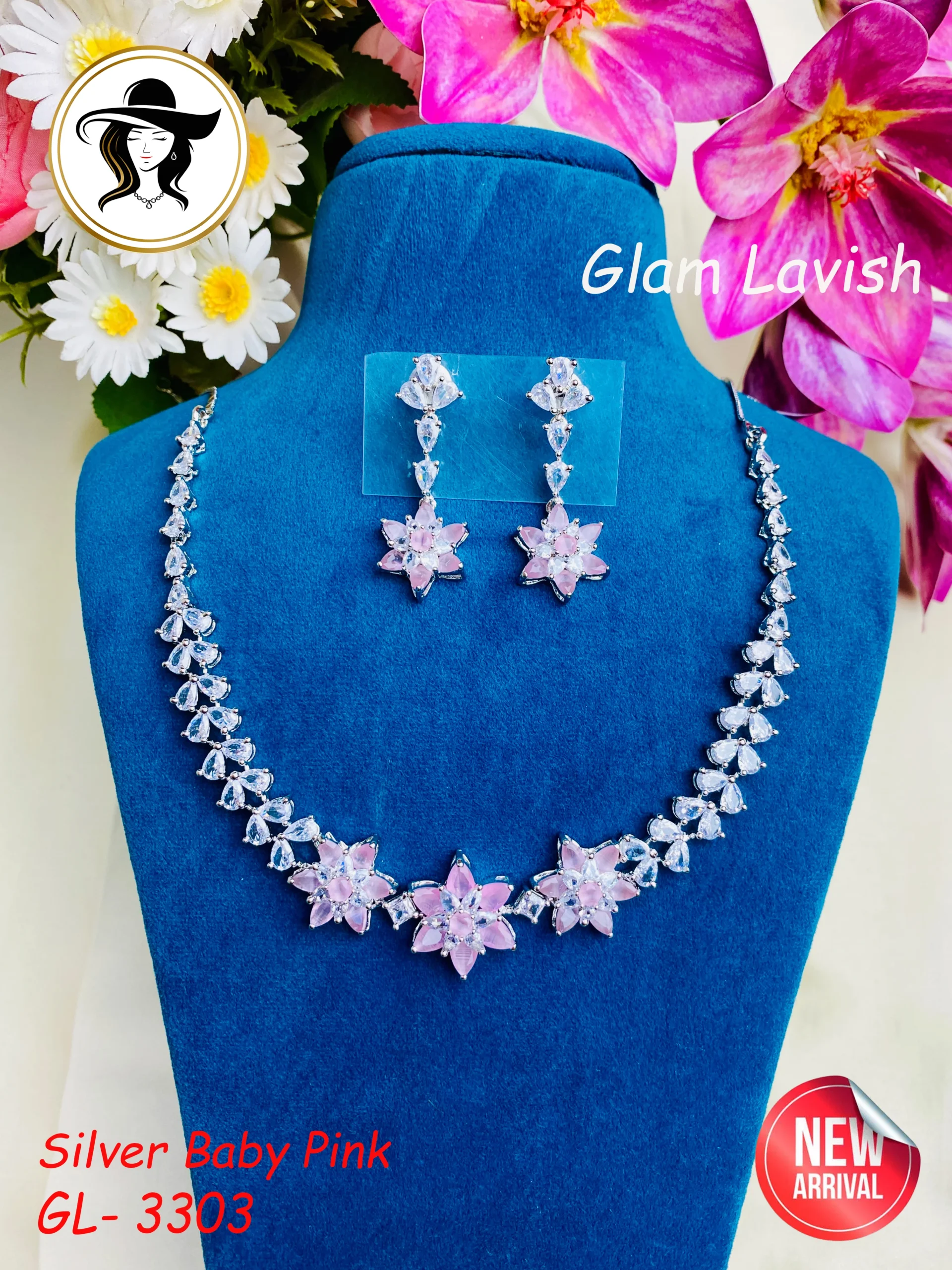 33th 3303 bp 2 3303 - AD Stone Necklace Set - Image 1