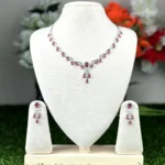 Heart Center Pear Drop AD Stone Necklace - 3701 - Image 4