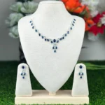 Heart Center Pear Drop AD Stone Necklace - 3701 - Image 2