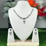 Heart Center Pear Drop AD Stone Necklace - 3701 - Image 3