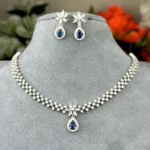 Pear Cut Floral AD Stone Necklace - 3714 - Image 4