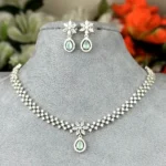 Pear Cut Floral AD Stone Necklace - 3714 - Image 3