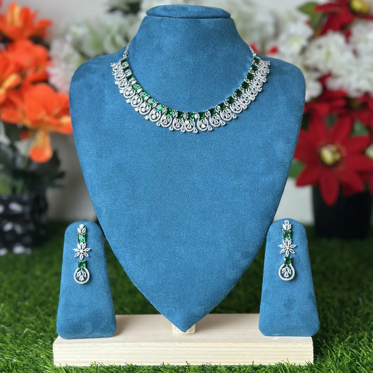 4003 (1) 4003 - AD Stone Necklace Set - Image 1