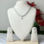 Pear Cut Leaf Design AD Stone Necklace - 4105 - Image 2