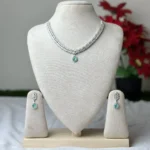 Pear Cut Leaf Design AD Stone Necklace - 4105