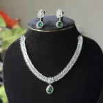 Pear Cut Leaf Design AD Stone Necklace - 4105 - Image 3