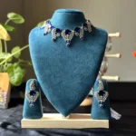 Vintage Oval Sapphire Style AD Stone Necklace - 4110