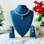 Pear Cut Leaf Pattern AD Stone Necklace - 4205