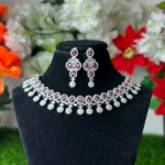 Pear Cut Halo Design AD Stone Choker - 4207 - Image 2