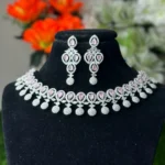 Pear Cut Halo Design AD Stone Choker - 4207 - Image 3