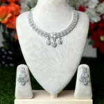 Oval & Pear Cut Necklace AD Stone Necklace - 4301 - Image 4