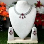 Oval & Pear Cut Necklace AD Stone Necklace - 4301 - Image 3