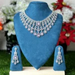 Pear Cut Chandelier AD Stone Necklace - 4302 - Image 3