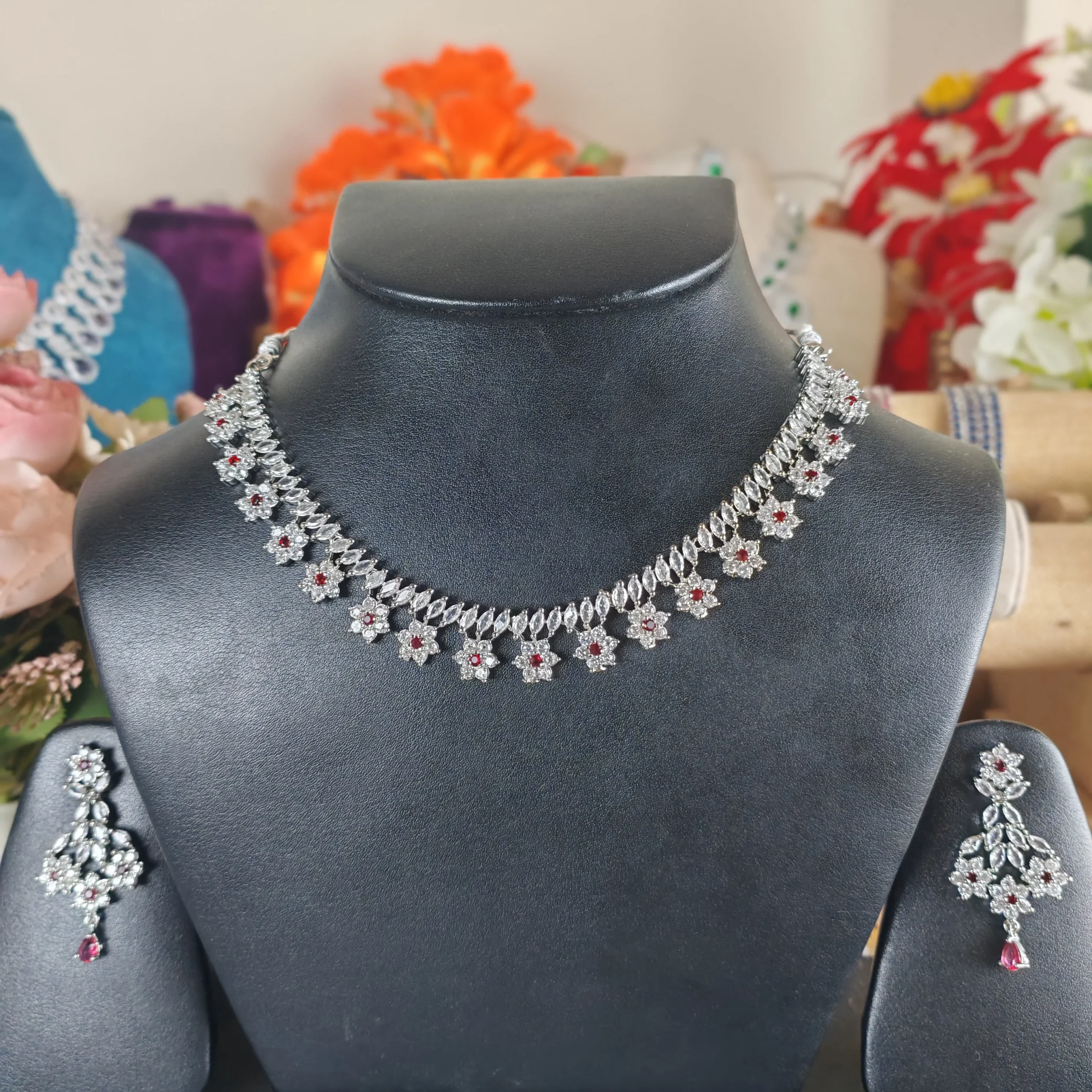 4304rr 4304 - AD Stone Necklace Set - Image 1