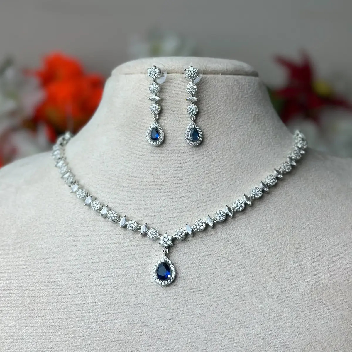 4322 (1) 4322 - AD Stone Necklace Set - Image 1