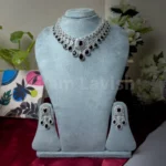 Pear & Emerald Cut AD Stone Necklace - 3711 - Image 4