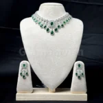 Pear & Emerald Cut AD Stone Necklace - 3711 - Image 6