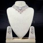 Pear & Emerald Cut AD Stone Necklace - 3711 - Image 3