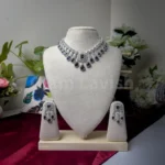 Pear & Emerald Cut AD Stone Necklace - 3711 - Image 2