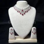 Pear & Emerald Cut AD Stone Necklace - 3711