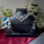 Pear & Emerald Cut AD Stone Necklace - 3711 - Image 5